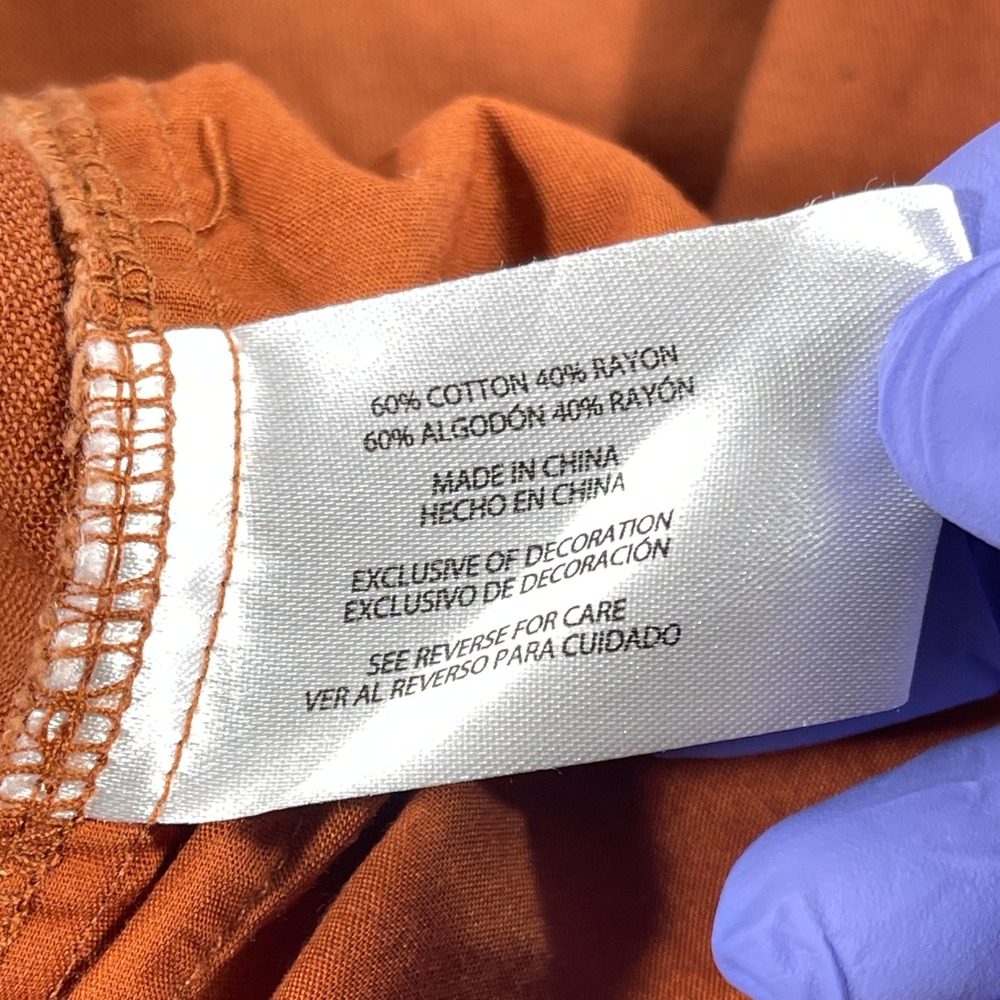 Gap Linen Blend Pants Womens Medium Orange Drawstring Elastic Waist Relaxed - Picture 9 of 11